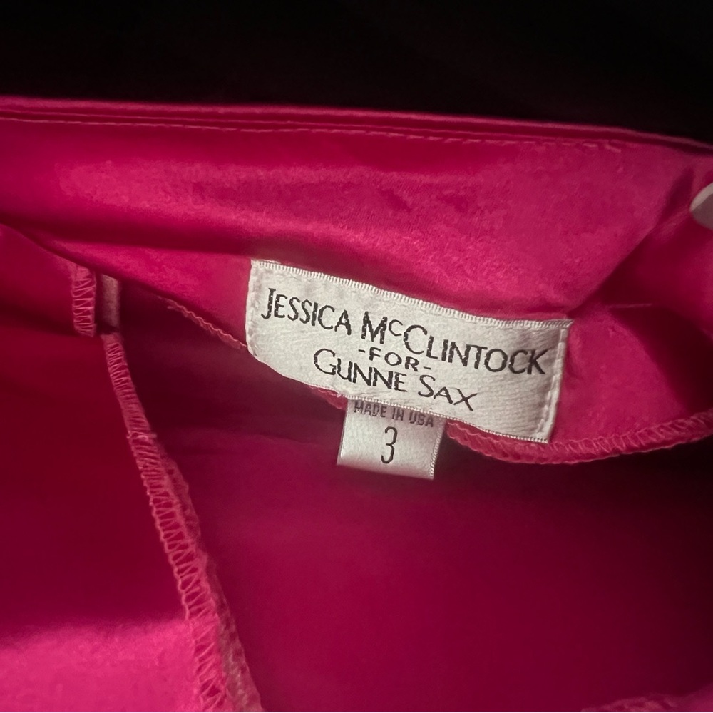 Hot Pink Satin Evening Gown with Beaded Waist - Picture 5 of 5